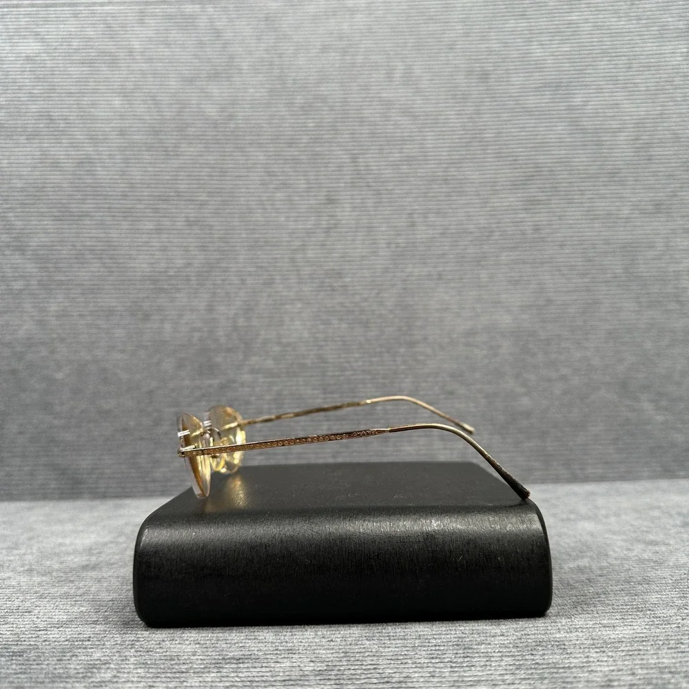 Chanel Vintage Rimless Rhinestone Eyeglasses Gold Tone Oval 4013  52-18
